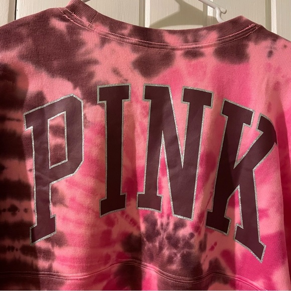 Vs pink glitter shine tie dye sweatshirt oversized small NWT - Picture 2 of 9